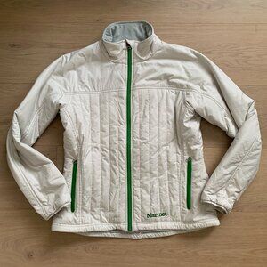 Marmot Onward Insulated Quilted Jacket White/Grey Green Zippers Women's Medium